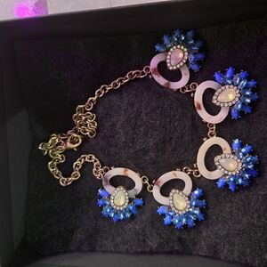 Elegant Blue and Gold Statement Necklace